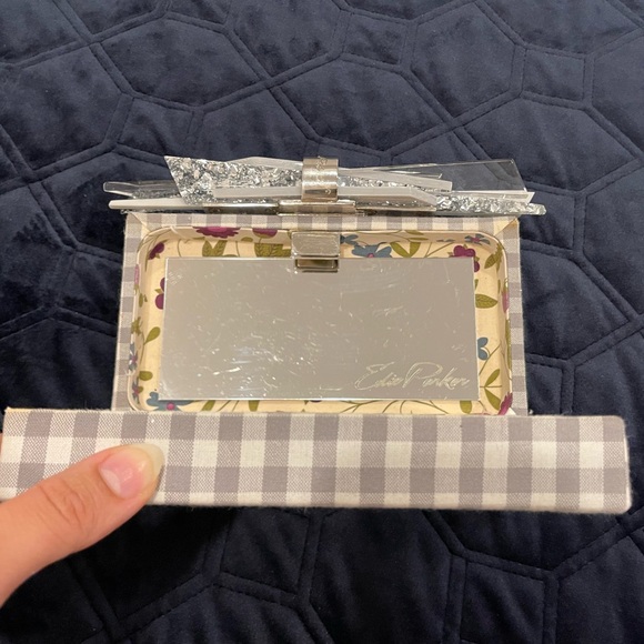Edie Parker Gray/ Silver and White Clutch - Picture 6 of 6